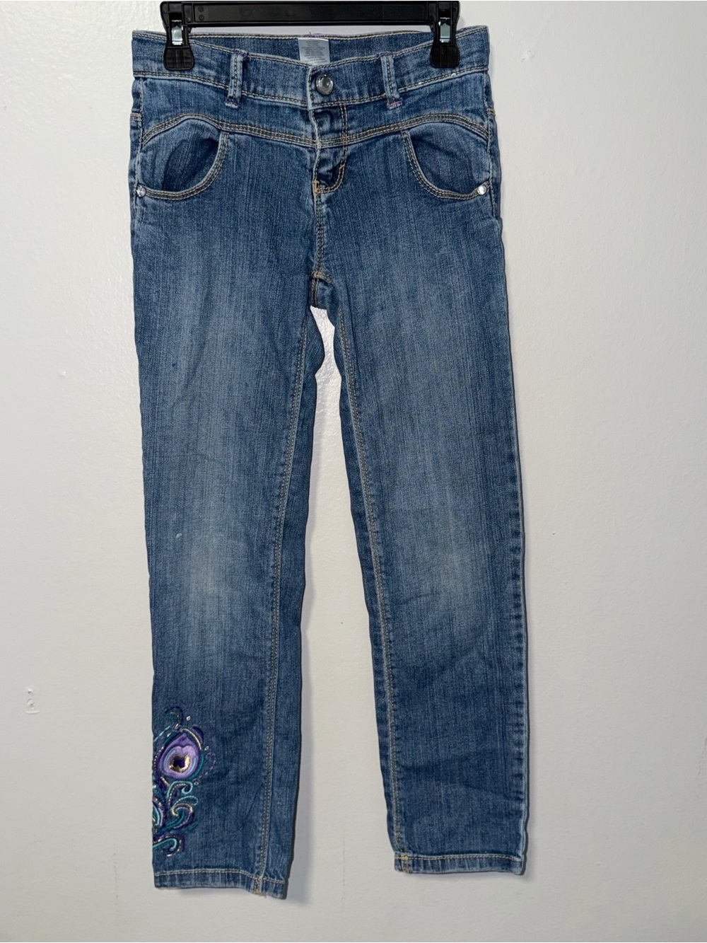 Gymboree Blue Girls' Denim Jeans with Embroidered Hem Detail